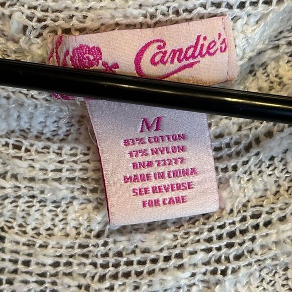 5 for $25🔥Juniors Medium Candie's White Knit Asymmetrical Cardigan Sweater - Picture 3 of 4